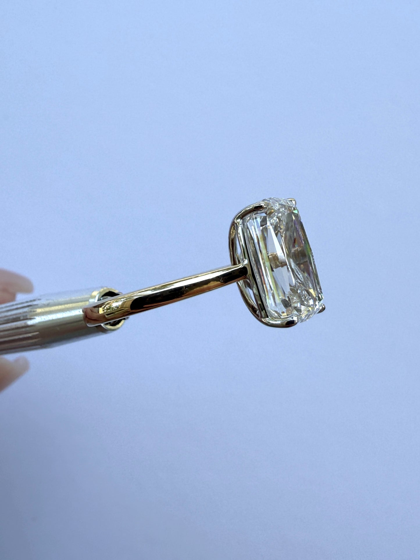 5.01ct Elongated Cushion Solitaire Ring | F VVS2 | Ashoka-Inspired Cut | 14K Yellow Gold & White Gold | IGI Certified
