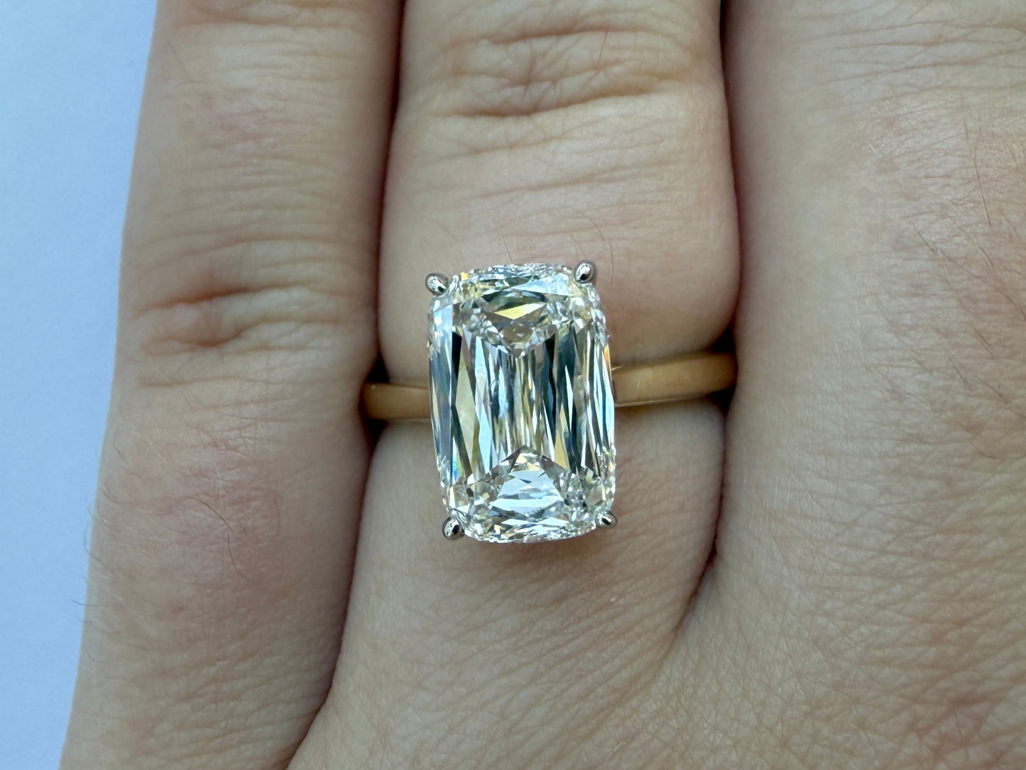 5.01ct Elongated Cushion Solitaire Ring | F VVS2 | Ashoka-Inspired Cut | 14K Yellow Gold & White Gold | IGI Certified