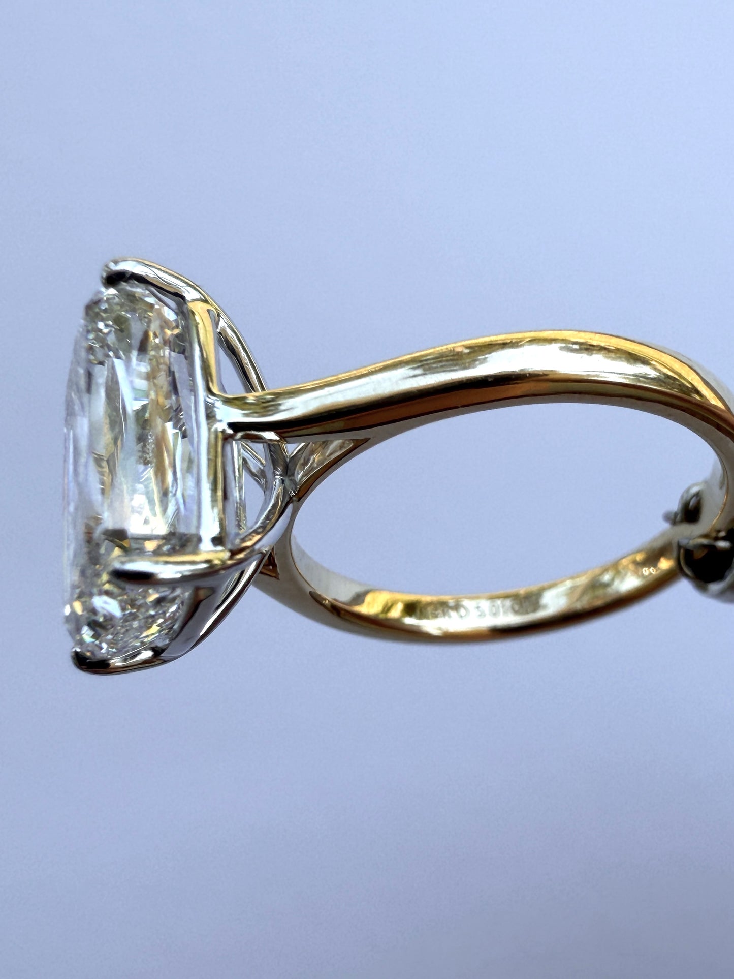 5.01ct Elongated Cushion Solitaire Ring | F VVS2 | Ashoka-Inspired Cut | 14K Yellow Gold & White Gold | IGI Certified