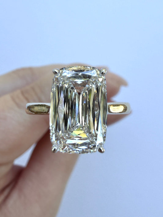 5.01ct Elongated Cushion Solitaire Ring | F VVS2 | Ashoka-Inspired Cut | 14K Yellow Gold & White Gold | IGI Certified