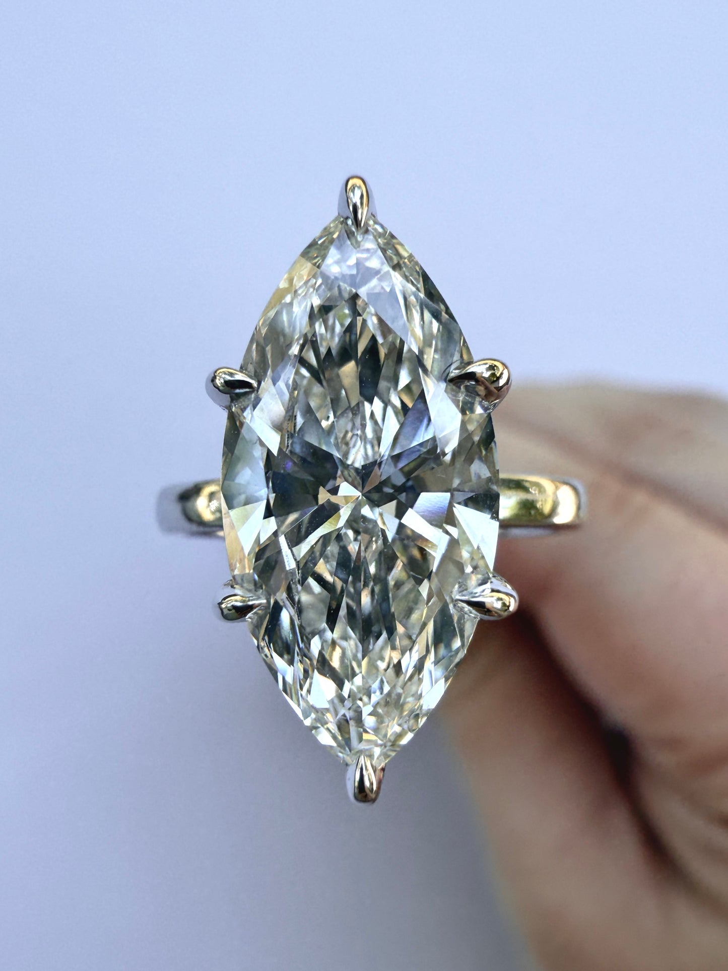 4.02ct Marquise Engagement Ring | F VVS2 | Hidden Halo | 14K White Gold |Size 5.5