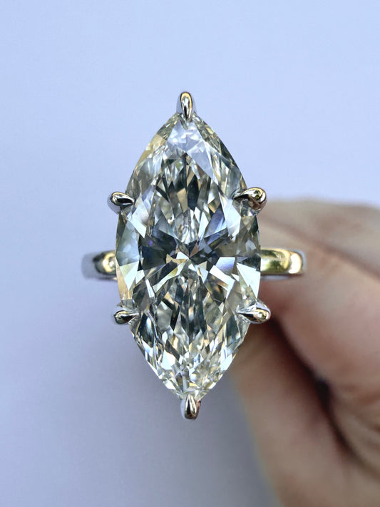 4.02ct Marquise Engagement Ring | F VVS2 | Hidden Halo | 14K White Gold |Size 5.5
